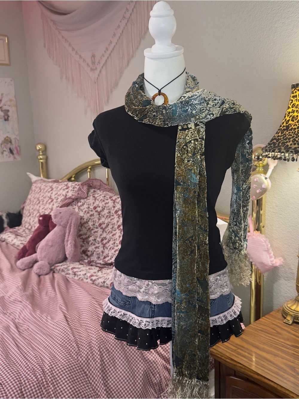 Silk Blend Velvet Paisley Scarf in Teal and Olive - Women Accessories